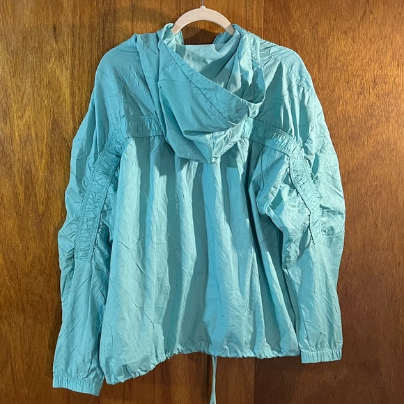 ADIDAS Light Blue Hooded Windbreaker Jacket Sz L - Picture 2 of 5